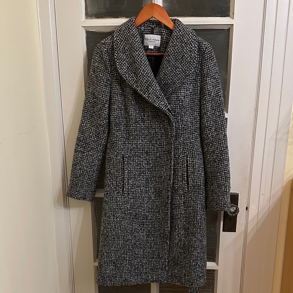 Cole Haan Monochrome Tweed Overcoat